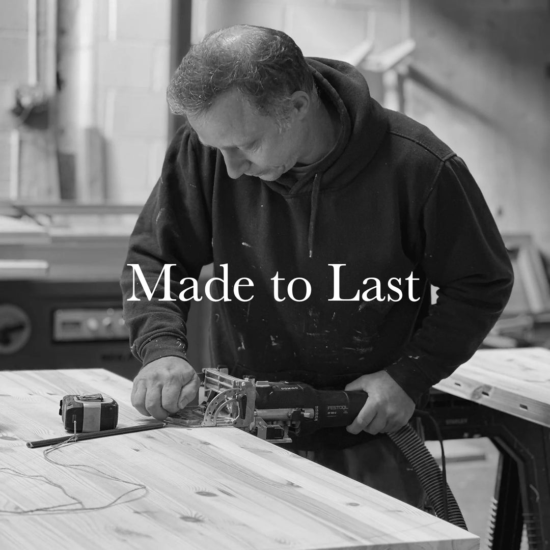 craftsmen in a workshop with made to last text over image