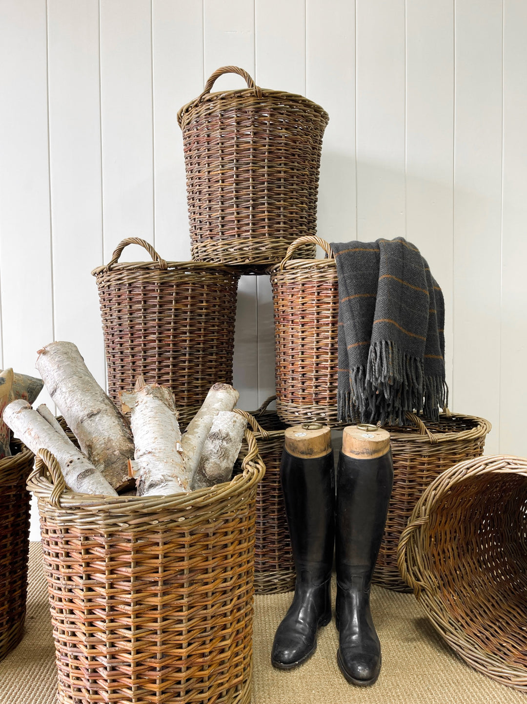 Beautiful Handmade English Log Basket